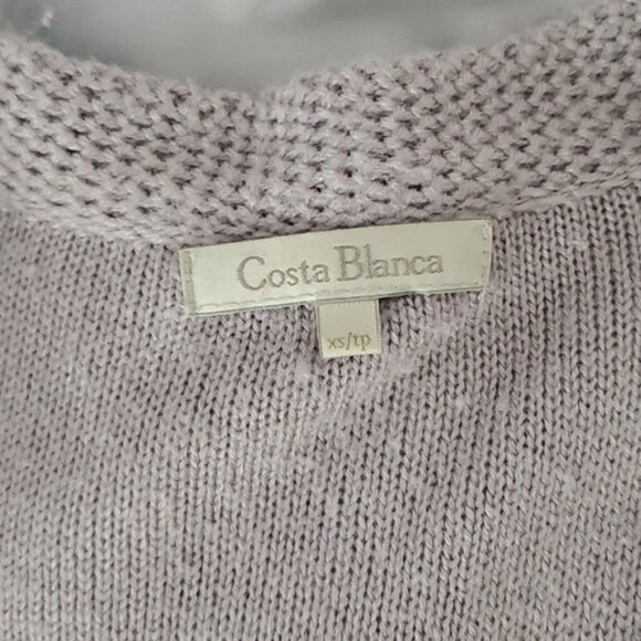 Vintage Y2K Costa Blanca Tie Waist Puff Sleeve Cardigan- Light Taupe/Lilac- XS - Picture 16 of 16